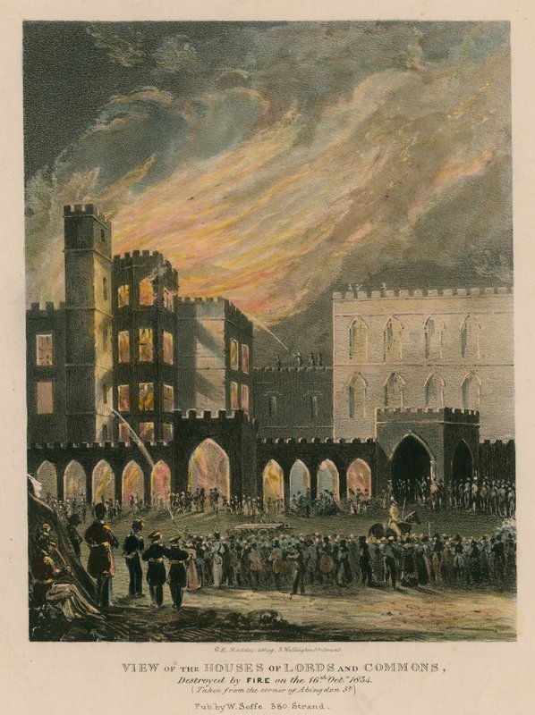 Vista de las Casas de los Lores y los Comunes, Destruidas por el Fuego el 16 de Octubre de 1834 de English School
