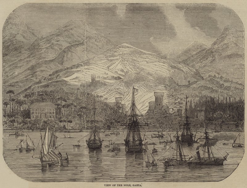 Vista del Muelle, Gaeta (grabado) de English School