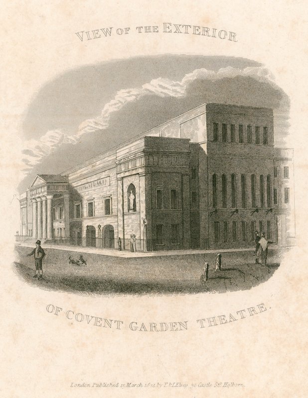 Vista del exterior del Teatro Covent Garden, Londres de English School