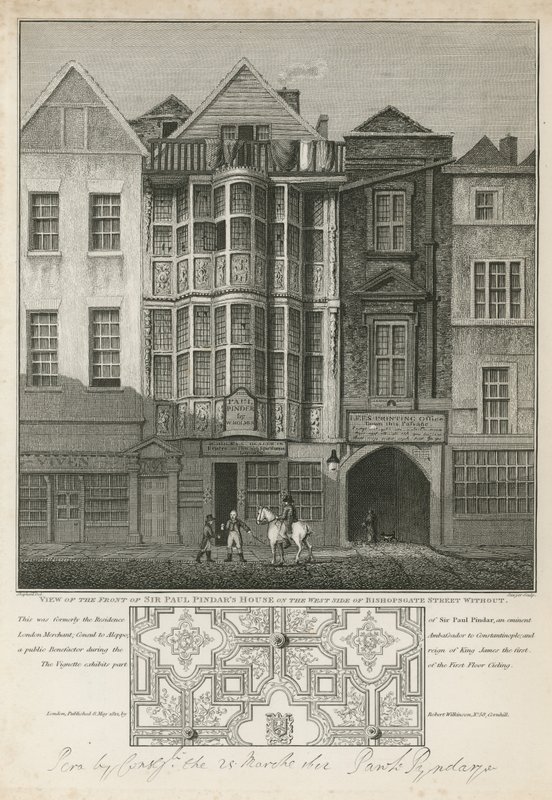 Vista del frente de la casa de Sir Paul Pindar de English School