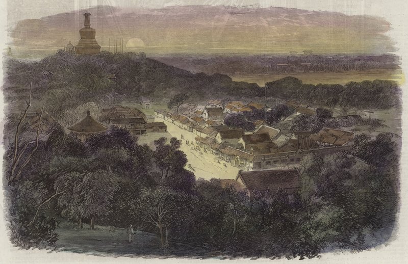 Vista de los jardines y el templo budista en la Ciudad Imperial de English School