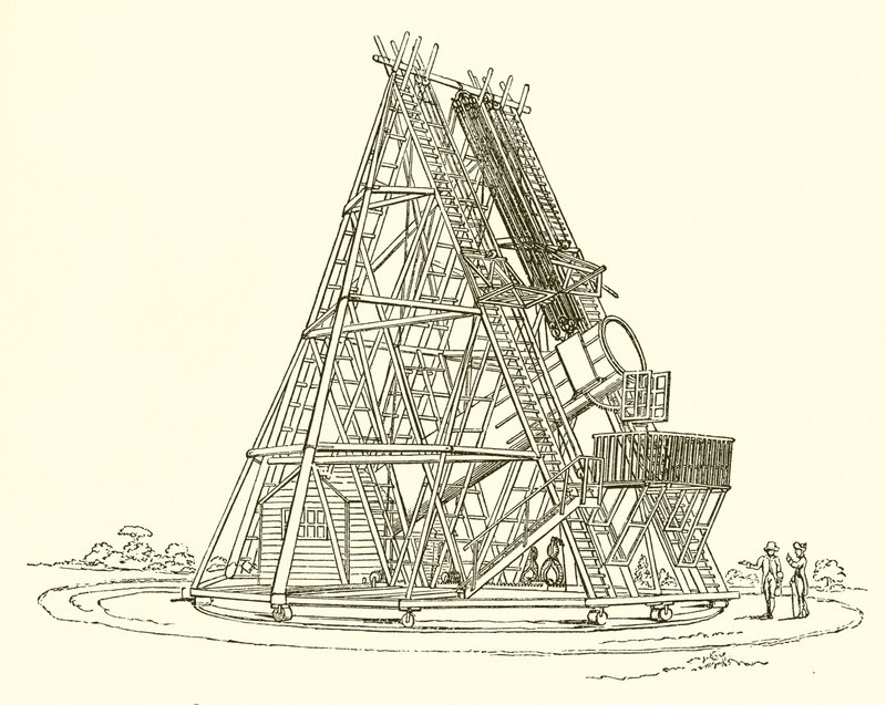 Vista del gran telescopio erigido en Slough de English School