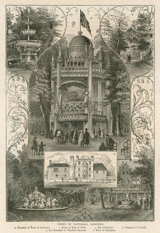 Vistas en los Jardines de Vauxhall, Londres de English School