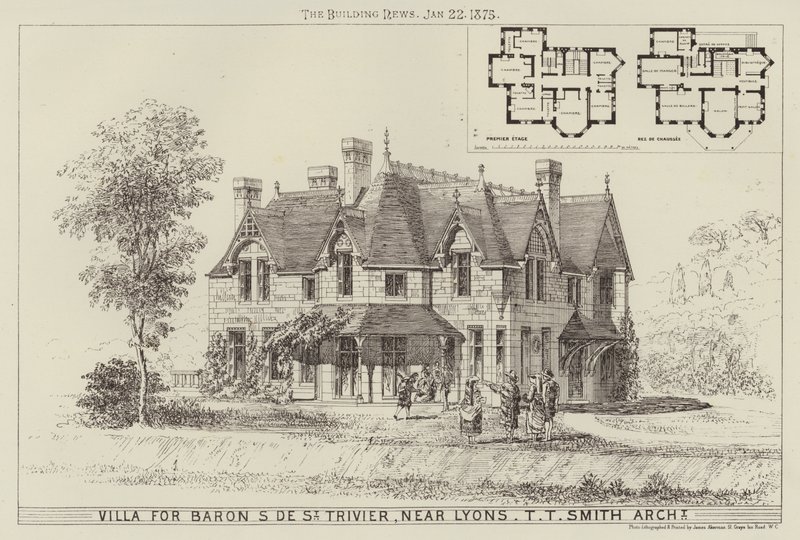 Villa para el barón S de St Trivier, cerca de Lyon (grabado) de English School