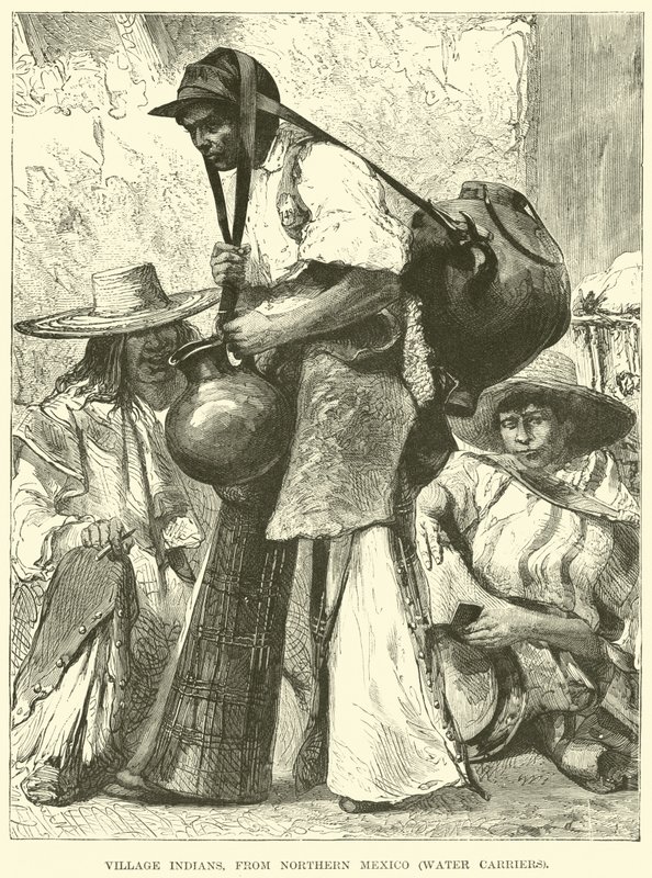 Indios de aldea, del norte de México, portadores de agua de English School