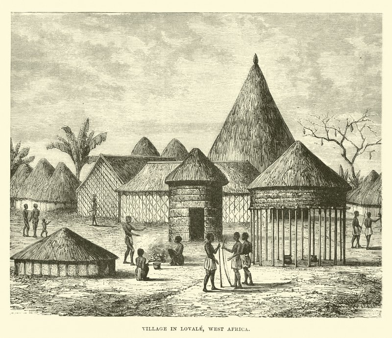 Pueblo en Lovale, África Occidental de English School