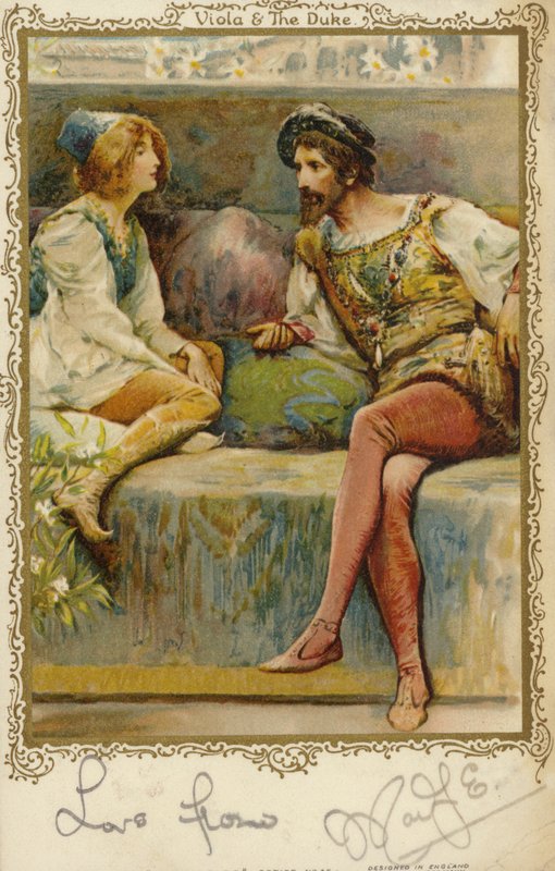 Viola y el Duque en la obra de William Shakespeare, Noche de Reyes de English School