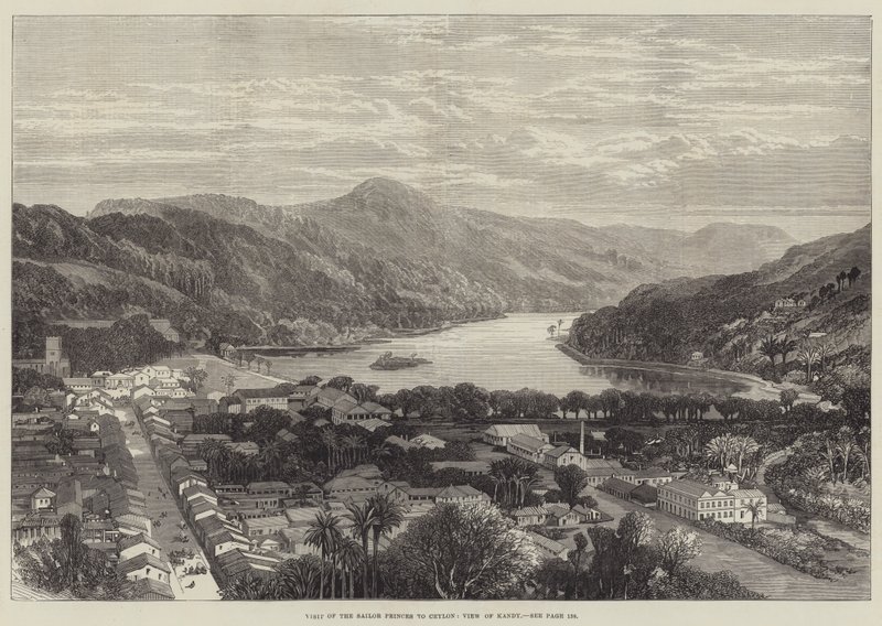 Visita de los príncipes marineros a Ceilán, vista de Kandy de English School