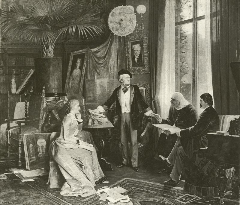 Wagner y sus amigos (grabado) de English School