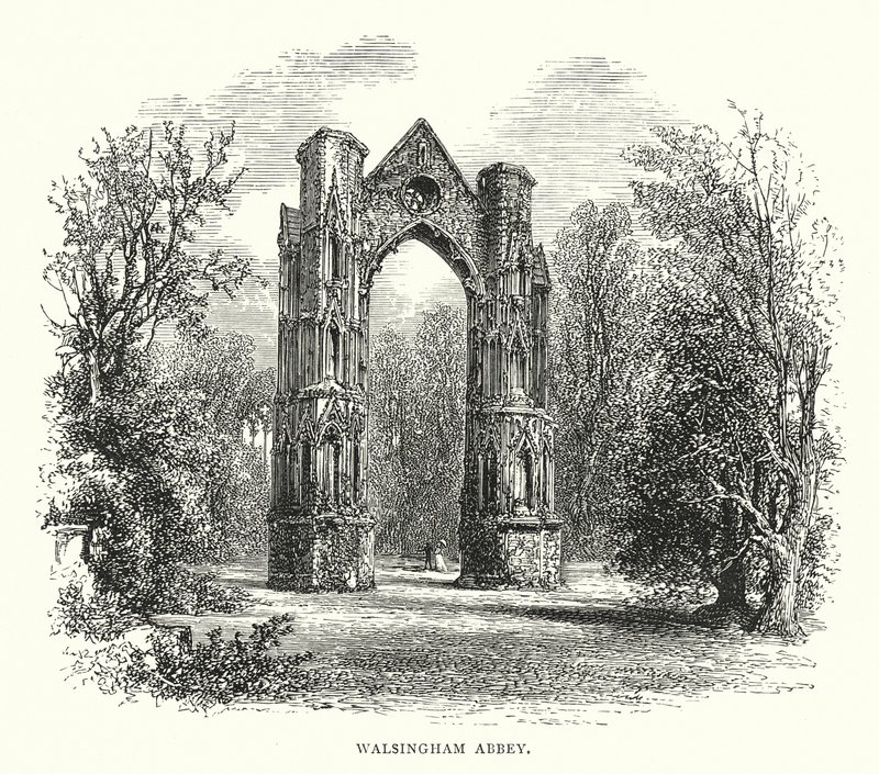 Abadía de Walsingham (grabado) de English School