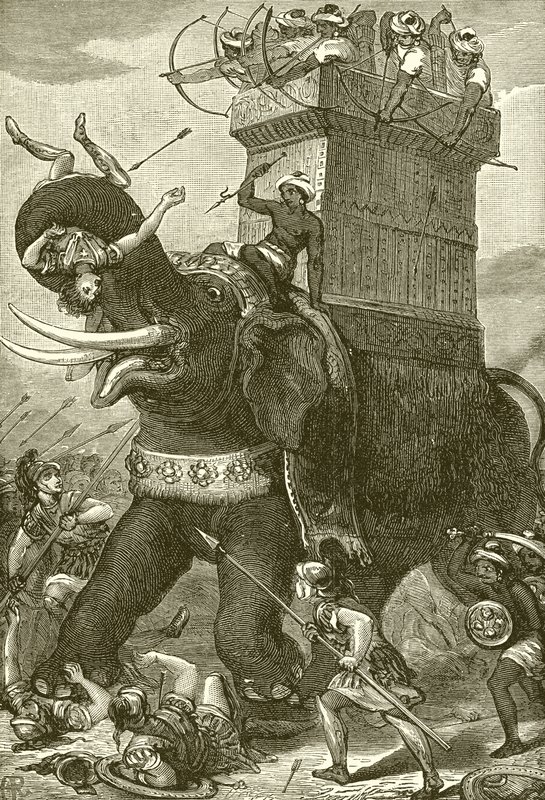 Elefante de guerra en el ejército del rey Darío de English School