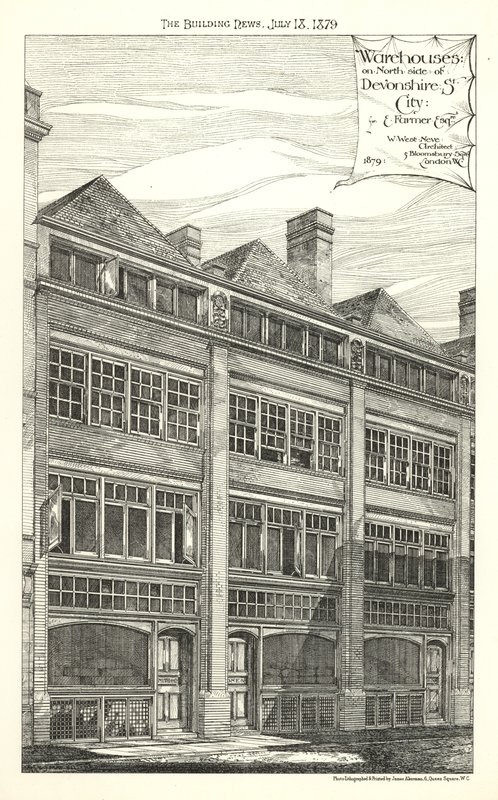 Almacenes en el lado norte de Devonshire Street de English School