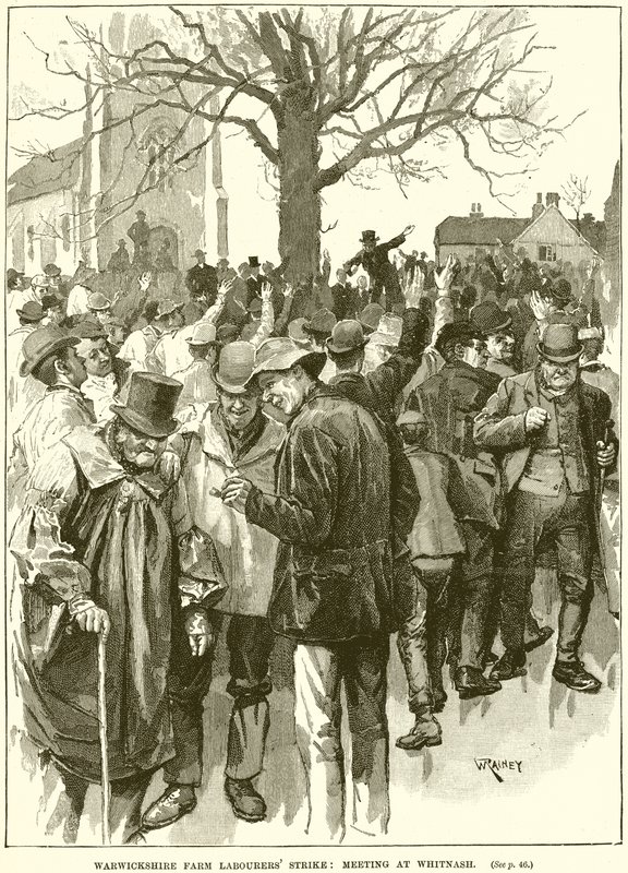 Huelga de los trabajadores agrícolas de Warwickshire: Reunión en Whitnash de English School
