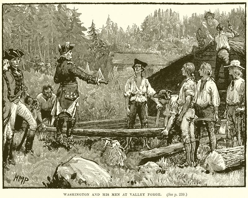 Washington y sus hombres en Valley Forge de English School