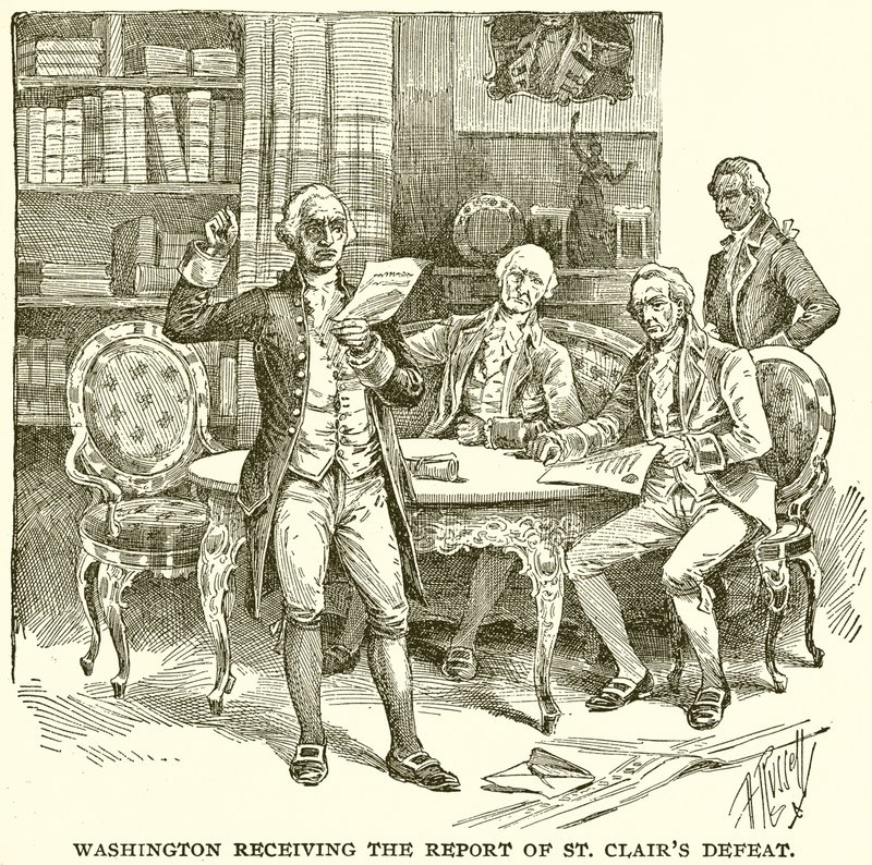 Washington recibiendo el informe de la derrota de St. Clair de English School