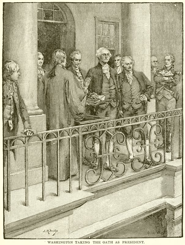 Washington tomando el juramento como presidente de English School