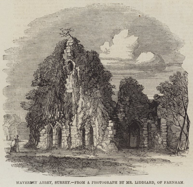 Abadía de Waverley, Surrey (grabado) de English School