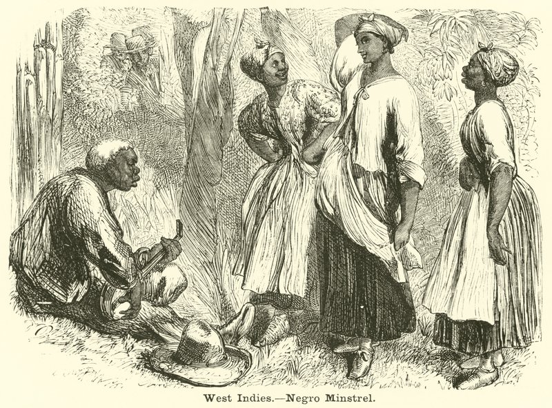West Indies, Negro Minstrel (grabado) de English School