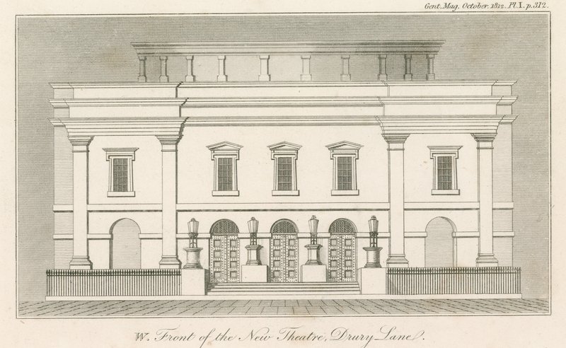 Fachada oeste del nuevo Teatro Drury Lane, Londres de English School