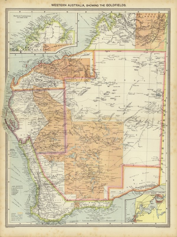 Australia Occidental, mostrando Goldfields (litografia en color) de English School