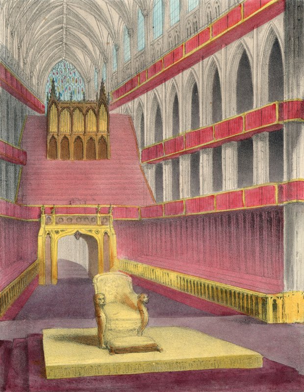 Abadía de Westminster, preparada para la coronación de la Reina Victoria de English School