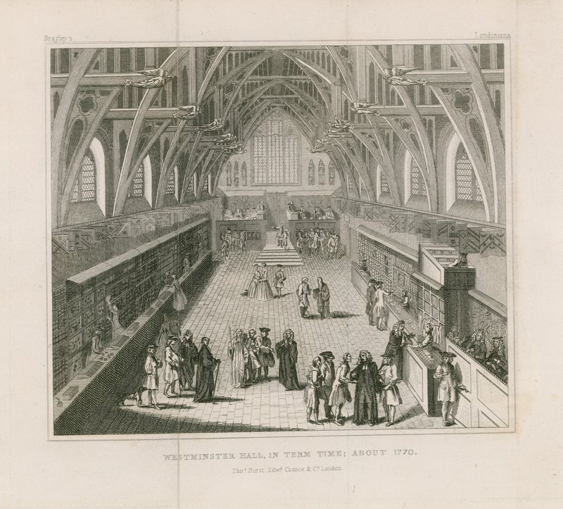 Westminster Hall en tiempo de término, alrededor de 1770 de English School