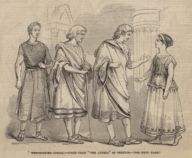 Escuela de Westminster - escena de La Andria de Terencio de English School