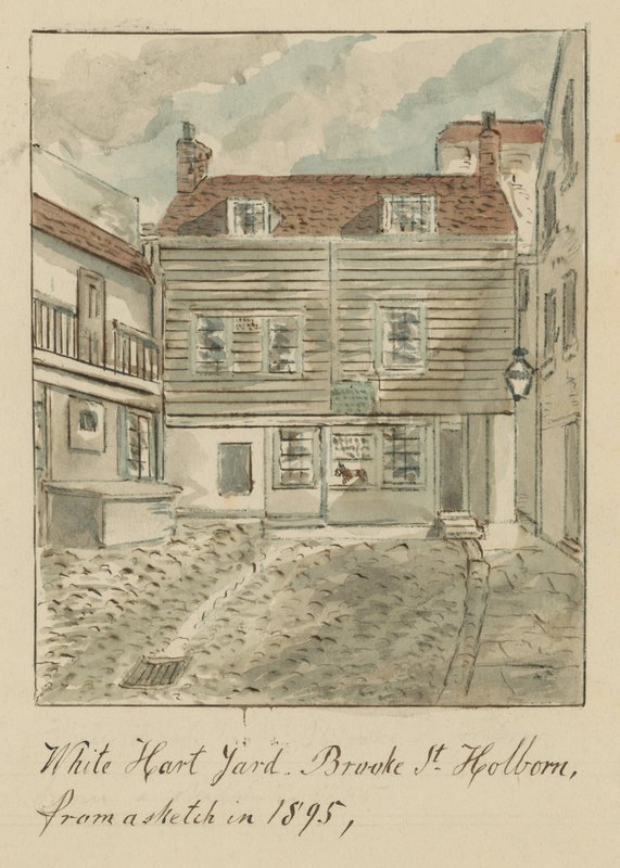 White Hard Yard, Brooke Street, Holborn, Londres, de un boceto en 1895 de English School
