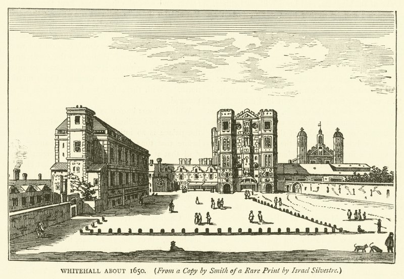 Whitehall alrededor de 1650, de una copia de Smith de una impresión rara de Israel Silvestre de English School