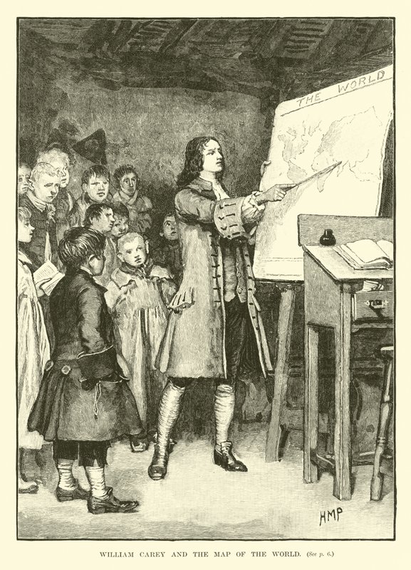 William Carey y el mapa del mundo de English School