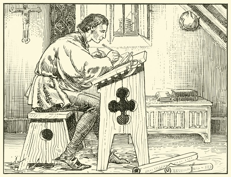 William Evesham escribiendo de English School