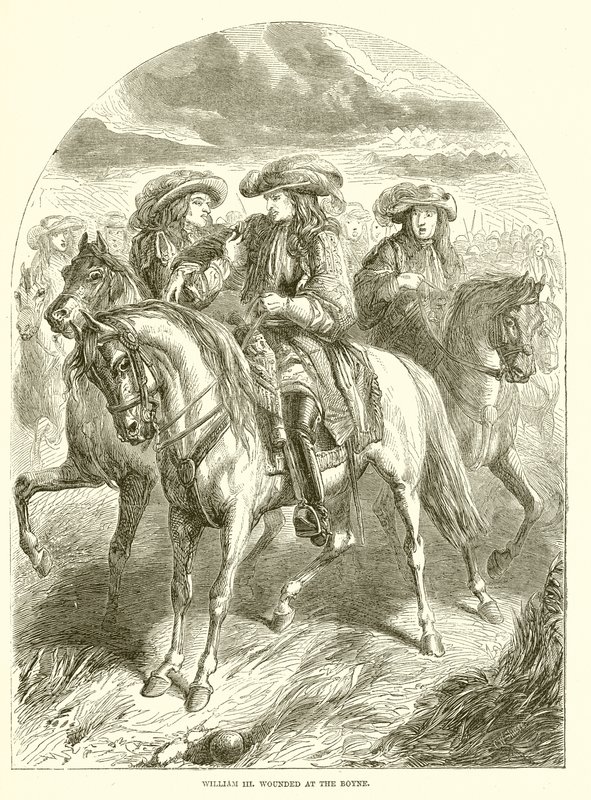 Guillermo III herido en el Boyne de English School