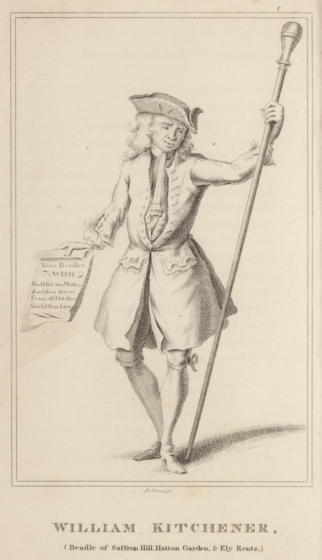 William Kitchener, Bedel de Saffron Hill, Hatton Garden y Ely Rents de English School