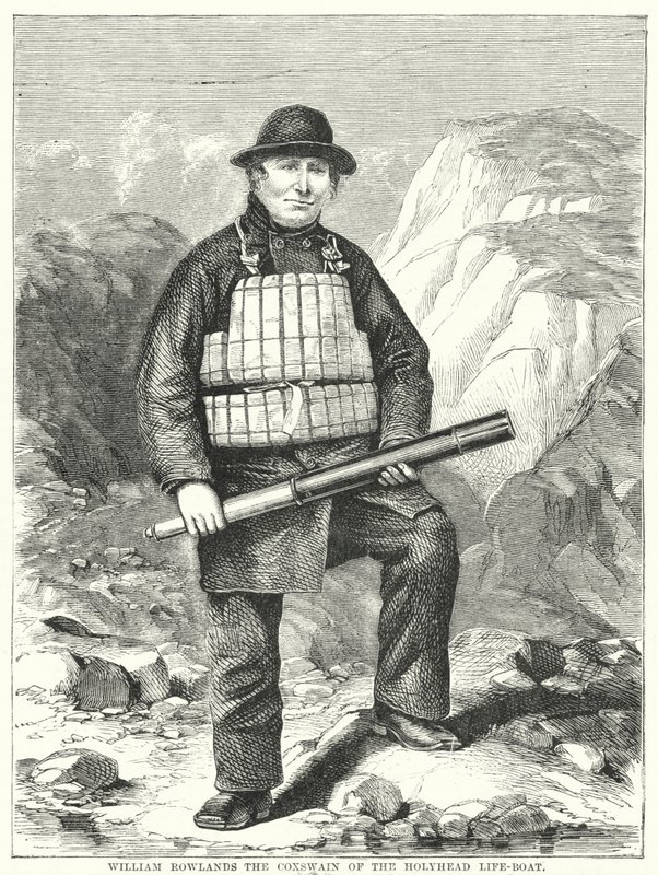 William Rowlands, el Timonel del Bote Salvavidas de Holyhead (grabado) de English School