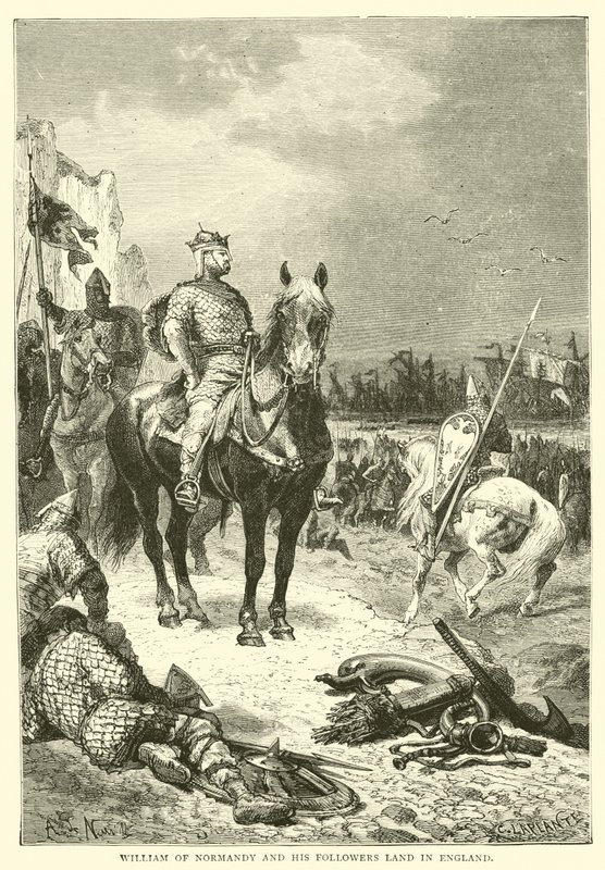 Guillermo de Normandía y sus seguidores desembarcan en Inglaterra de English School