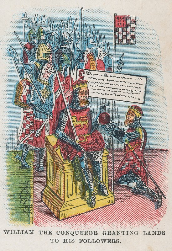 Guillermo el Conquistador otorgando tierras a sus seguidores de English School