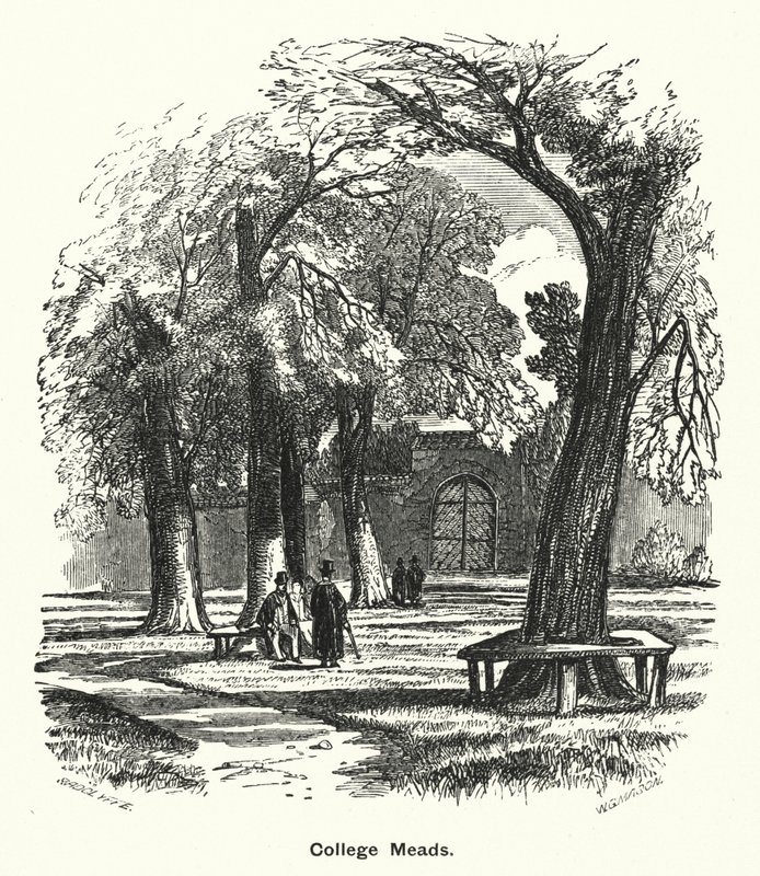 Colegio de Winchester: Prados del colegio (grabado) de English School