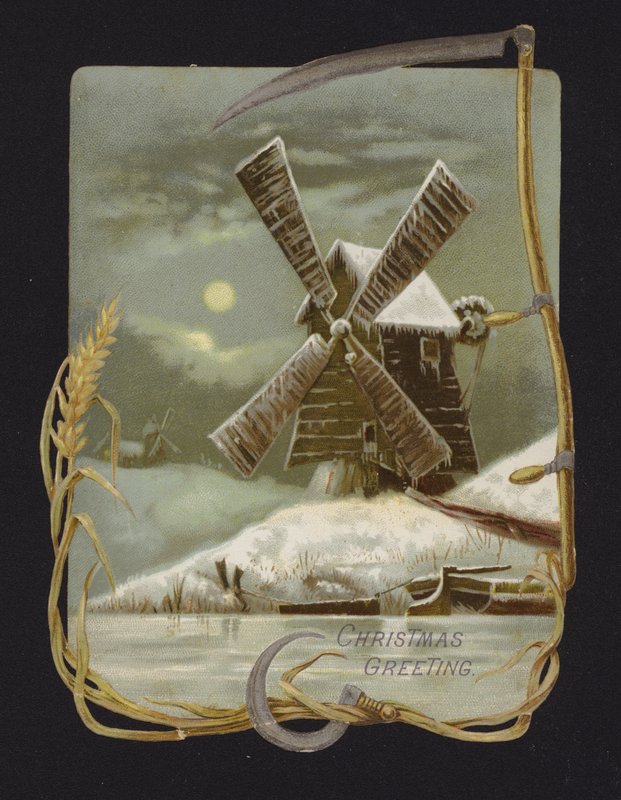 Molino de viento en la nieve de English School