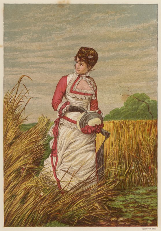 Mujer entrando sin autorización en un maizal (litografia en color) de English School