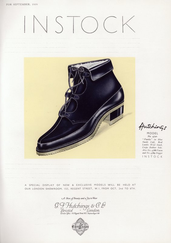 Anuncio de zapatos de mujer, años 1930 de English School