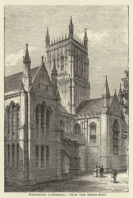 Catedral de Worcester, desde el noreste de English School