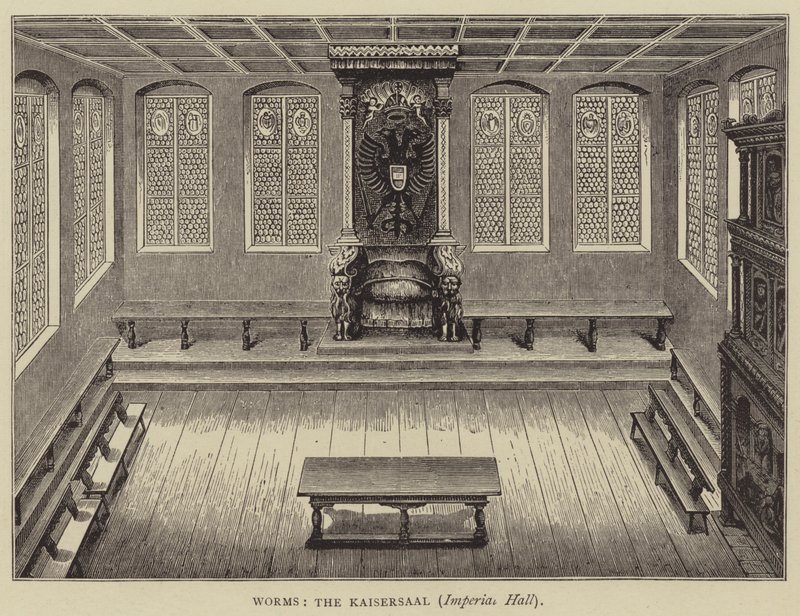 Worms, El Kaisersaal, Salón Imperial (grabado) de English School