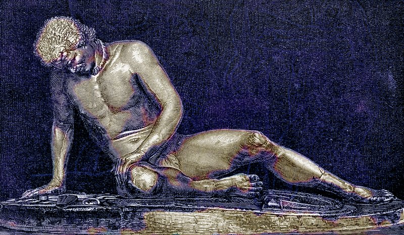 Galo herido, ilustración de la Historia de Roma de Victor Duruy, publicada en 1884 de English School
