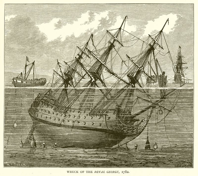Naufragio del Royal George, 1782 de English School
