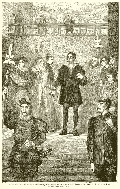 Wyatt, camino a la ejecución, declara que la dama Isabel no tuvo parte ni suerte en su insurrección de English School