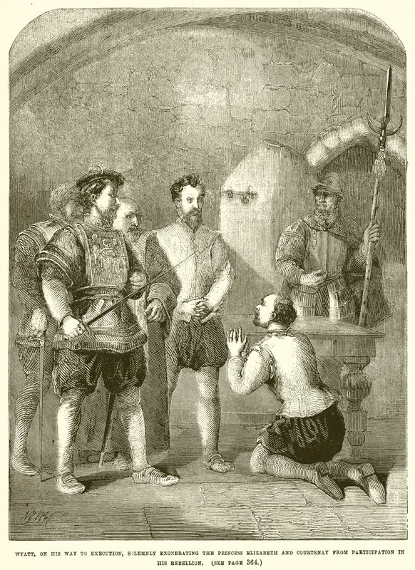 Wyatt, en su camino a la ejecución, exonerando solemnemente a la Princesa Isabel y a Courtenay de English School
