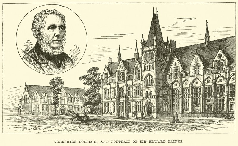 Yorkshire College y retrato de Sir Edward Baines de English School