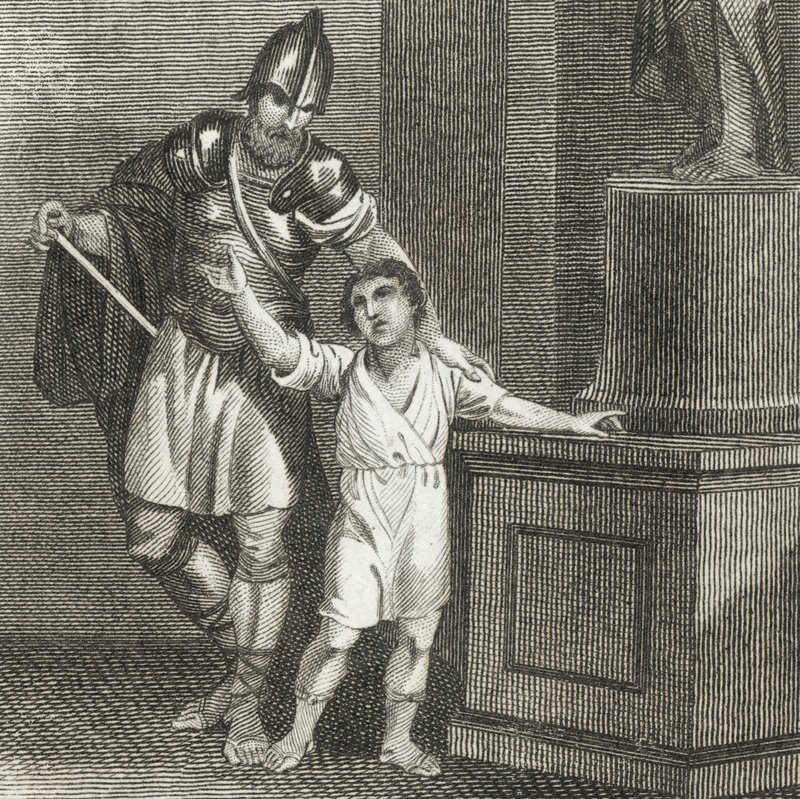El joven Aníbal jurando enemistad a los romanos (grabado) de English School