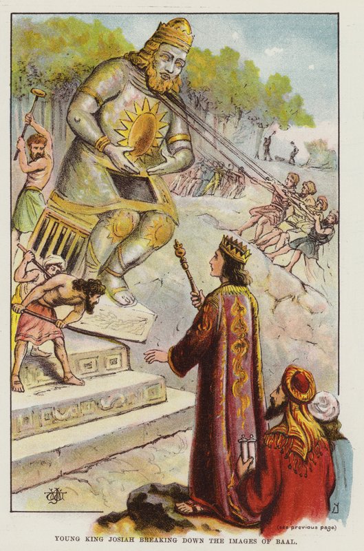 El joven rey Josías destruyendo las imágenes de Baal de English School