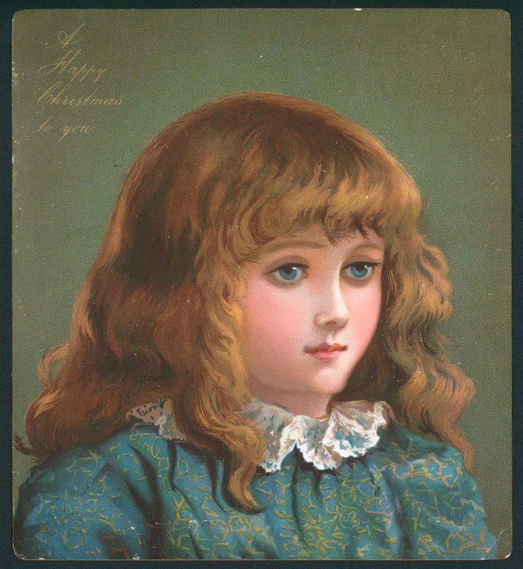 Niña pensativa, Tarjeta de Navidad de English School